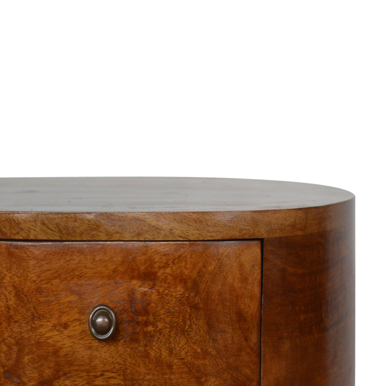 Chestnut Rounded Bedside Table - Luxe Home Comforts