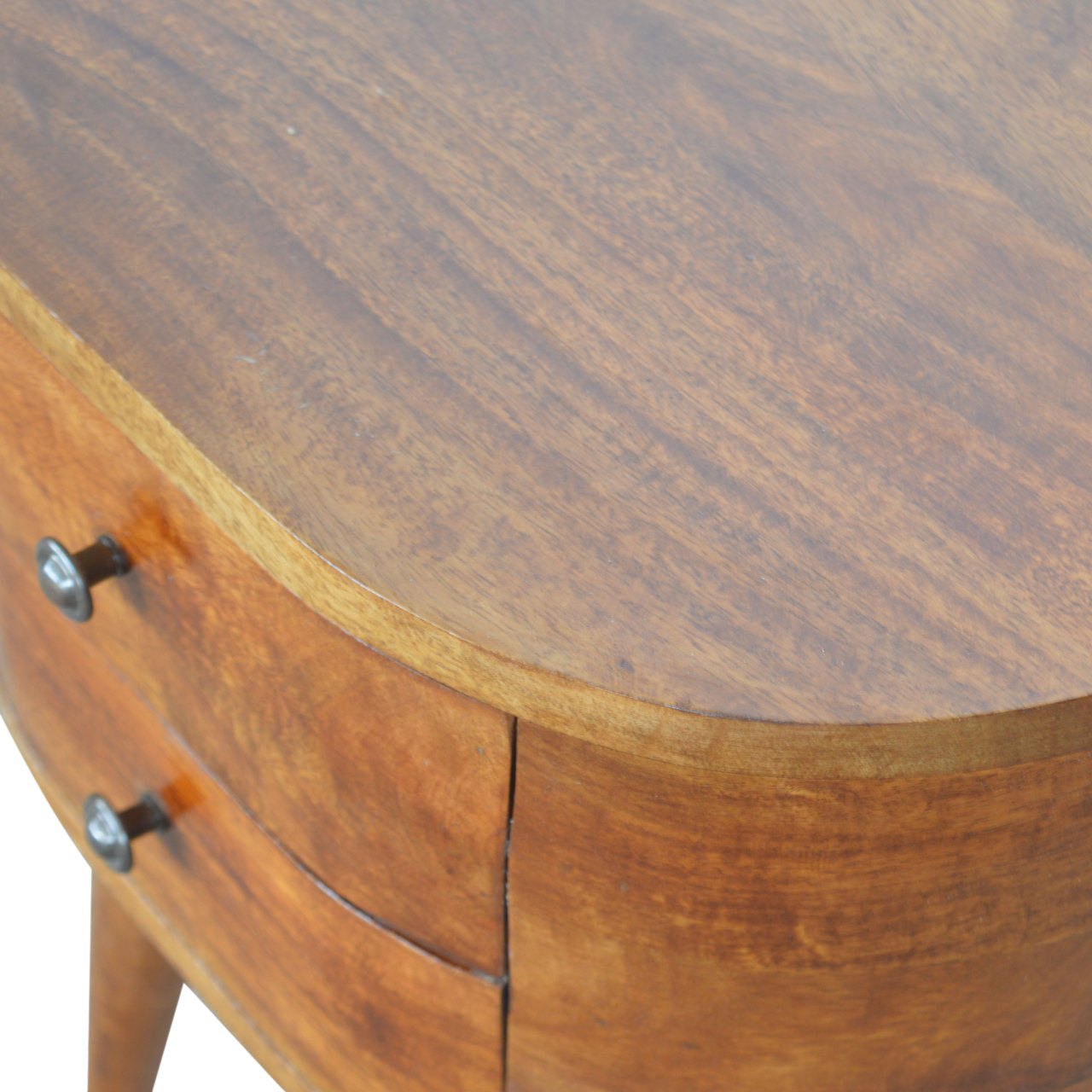 Chestnut Rounded Bedside Table - Luxe Home Comforts
