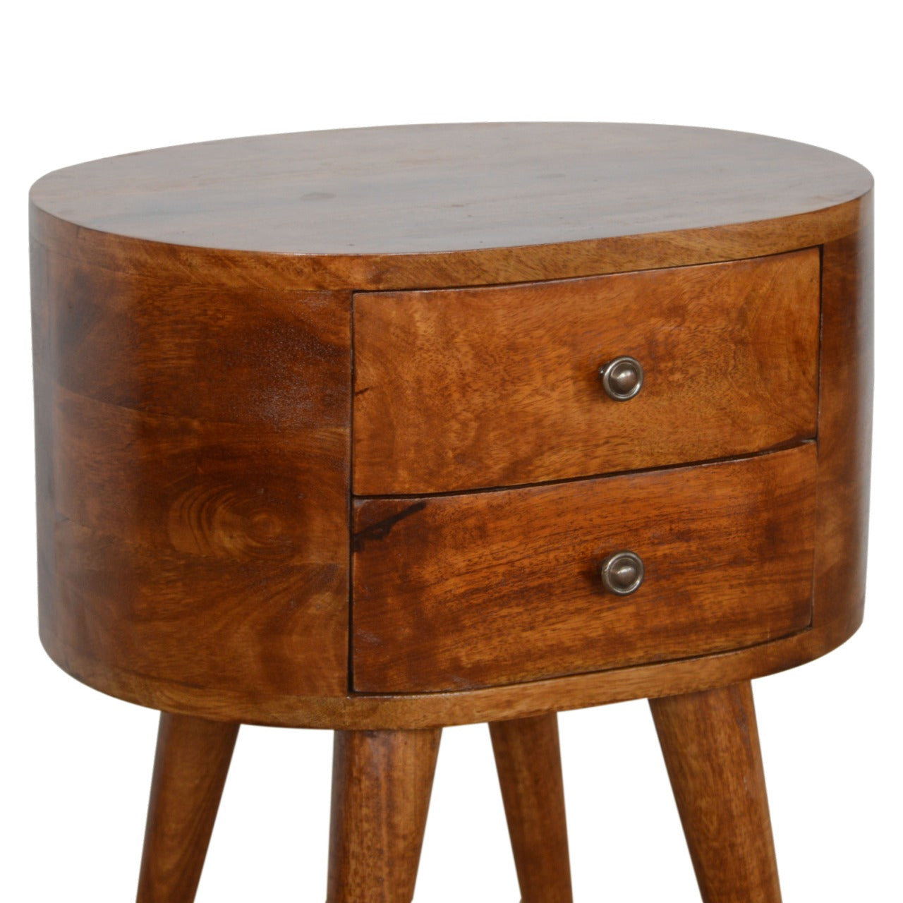 Chestnut Rounded Bedside Table - Luxe Home Comforts