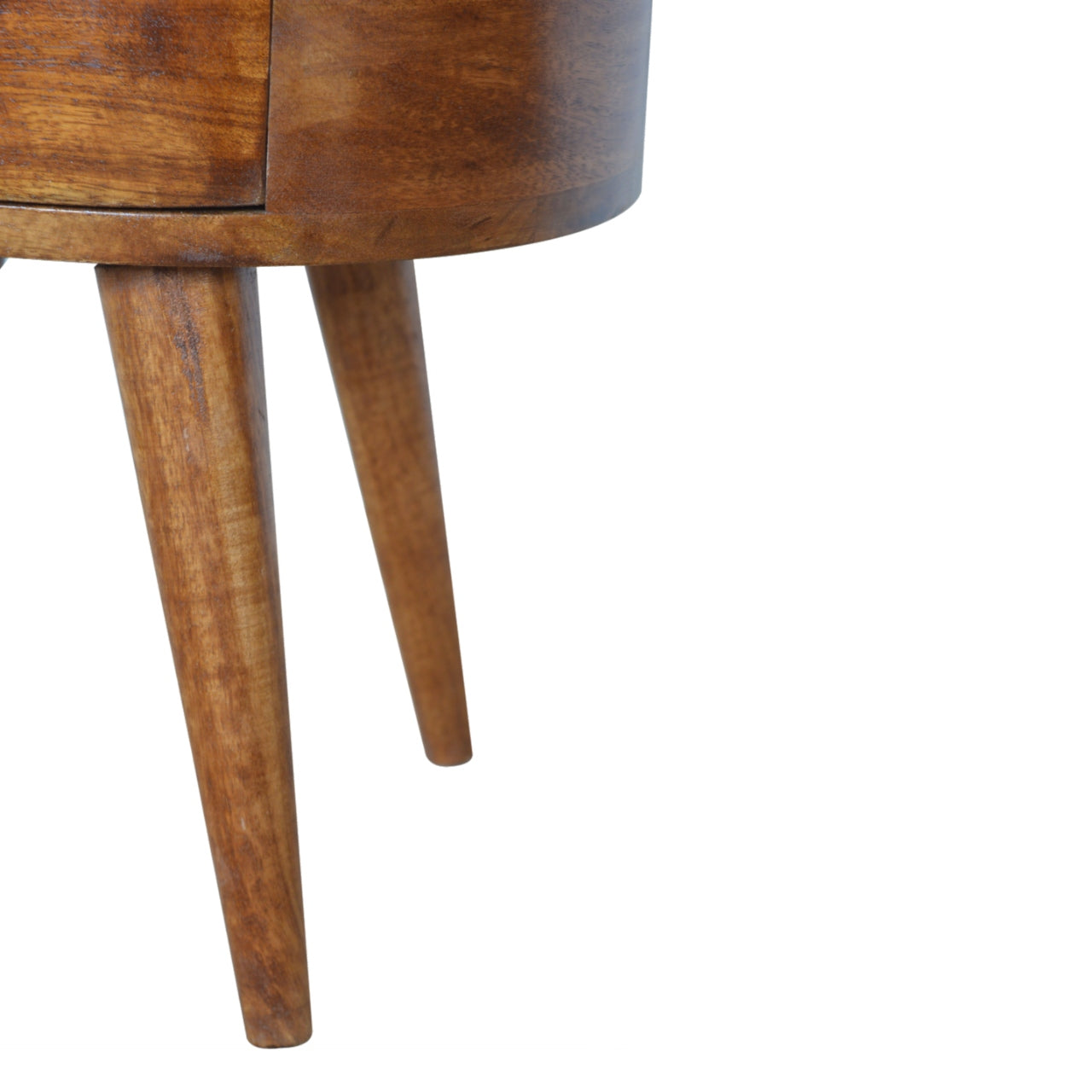 Chestnut Rounded Bedside Table - Luxe Home Comforts