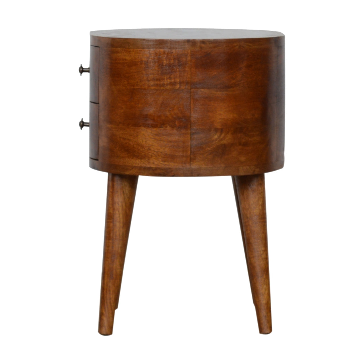 Chestnut Rounded Bedside Table - Luxe Home Comforts