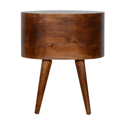 Chestnut Rounded Bedside Table - Luxe Home Comforts