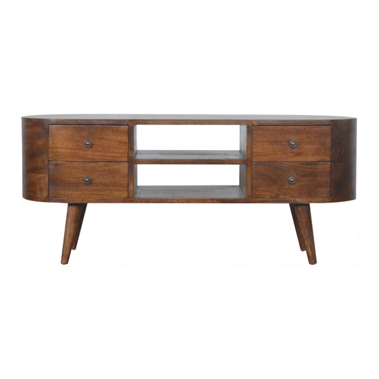 Chestnut Rounded Entertainment Unit - Luxe Home Comforts