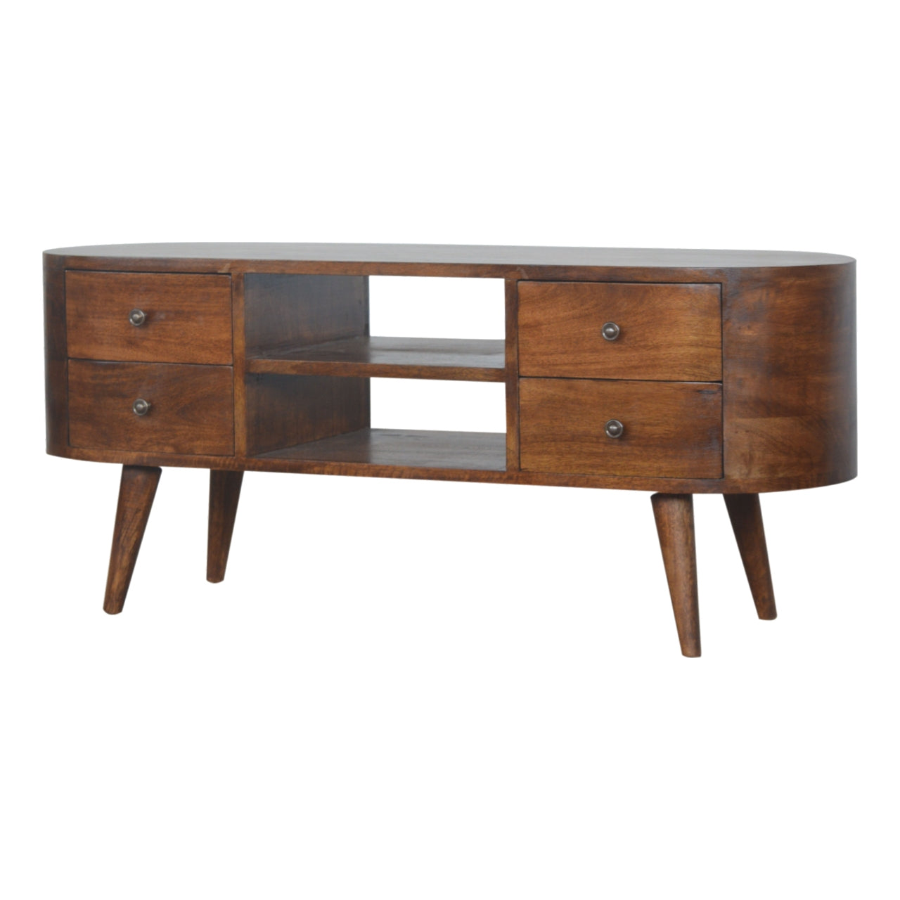 Chestnut Rounded Entertainment Unit - Luxe Home Comforts