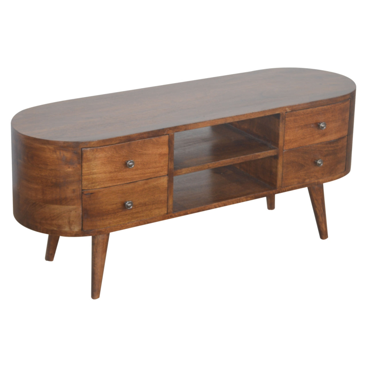 Chestnut Rounded Entertainment Unit - Luxe Home Comforts