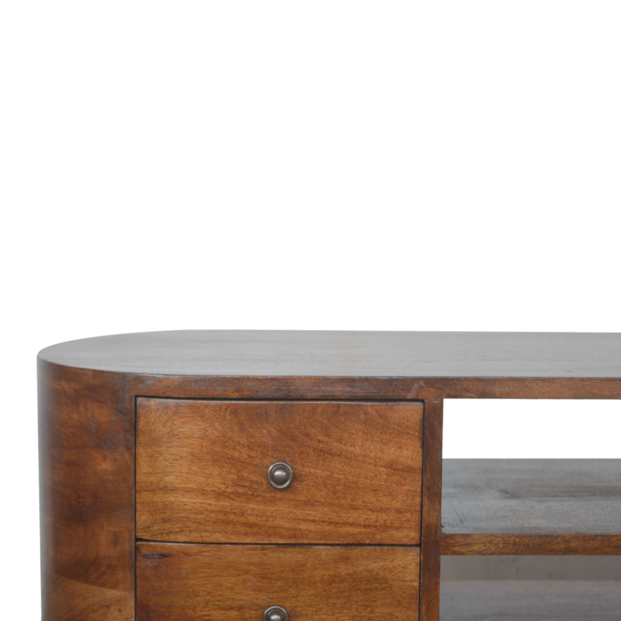 Chestnut Rounded Entertainment Unit - Luxe Home Comforts