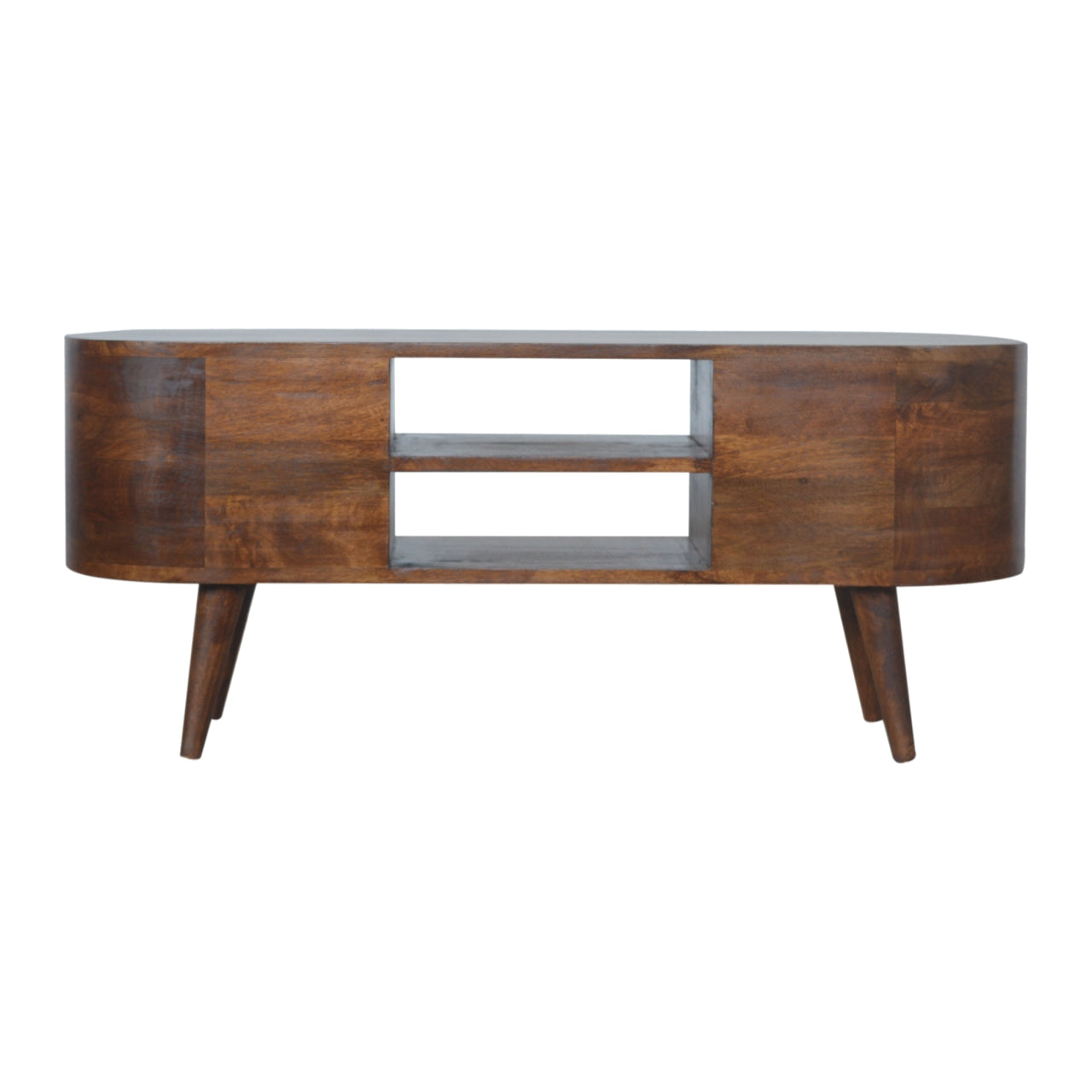 Chestnut Rounded Entertainment Unit - Luxe Home Comforts