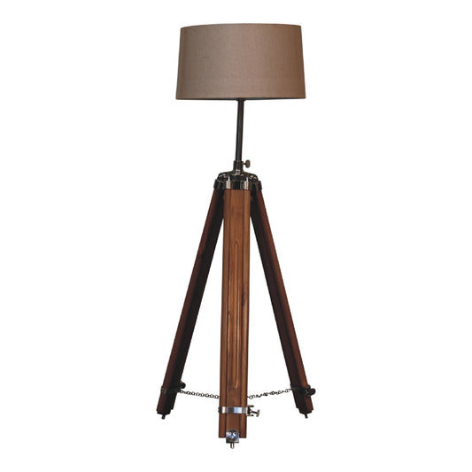 Chrome x Wood Teak Floor Lamp - Luxe Home Comforts