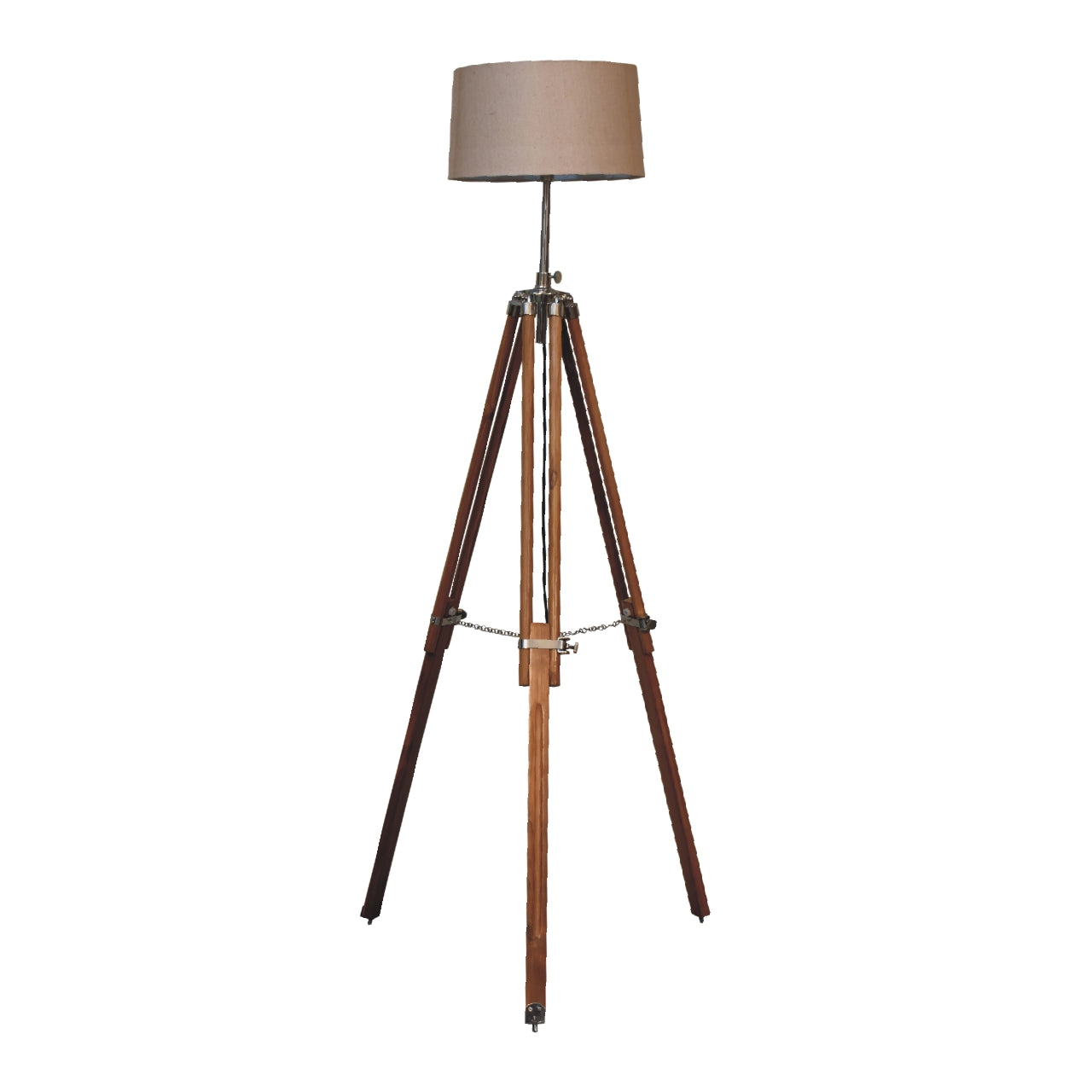Chrome x Wood Teak Floor Lamp - Luxe Home Comforts