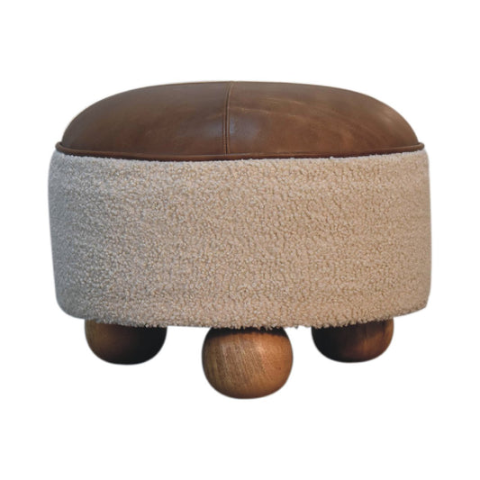 Cream Boucle Buffalo Footstool - Luxe Home Comforts
