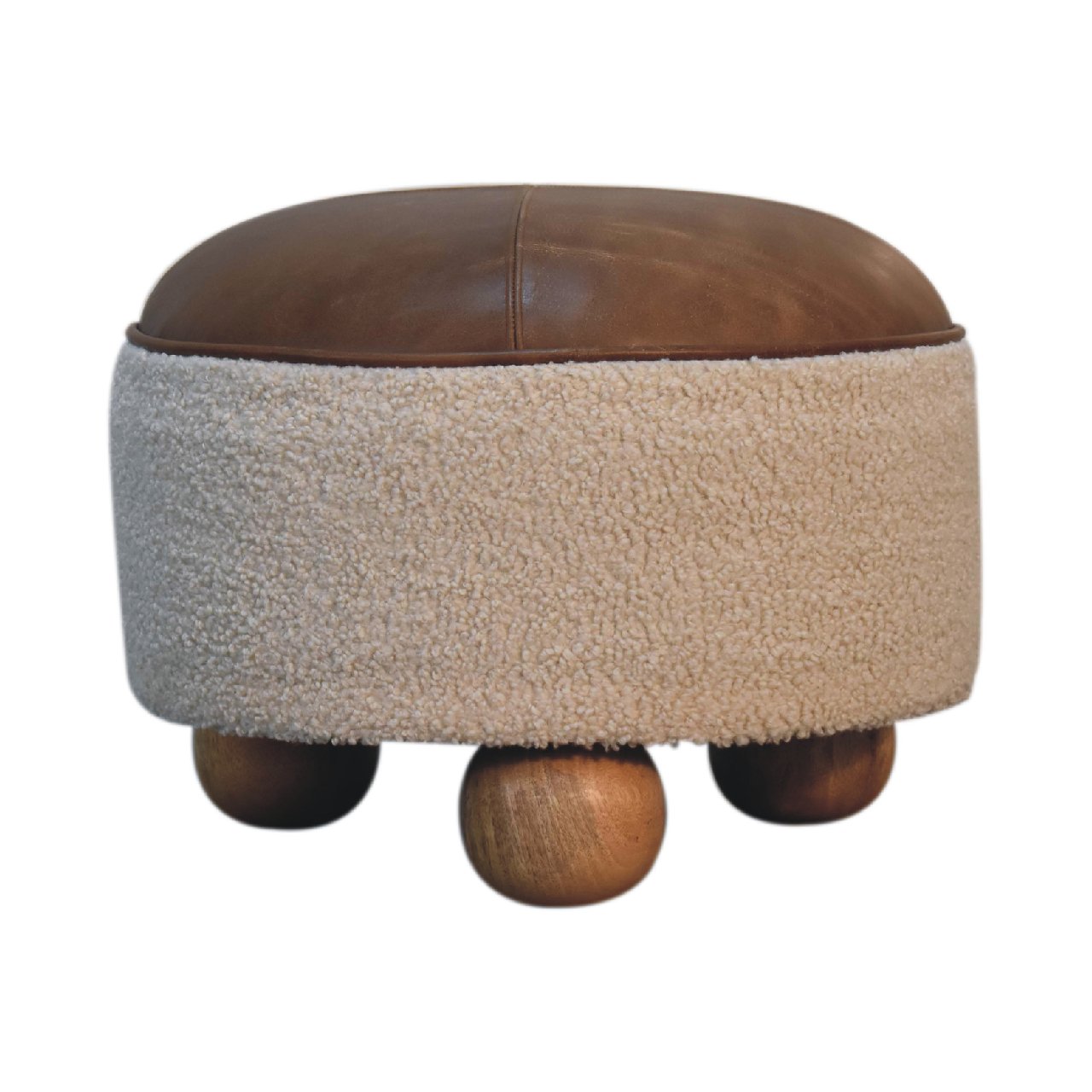 Cream Boucle Buffalo Footstool - Luxe Home Comforts