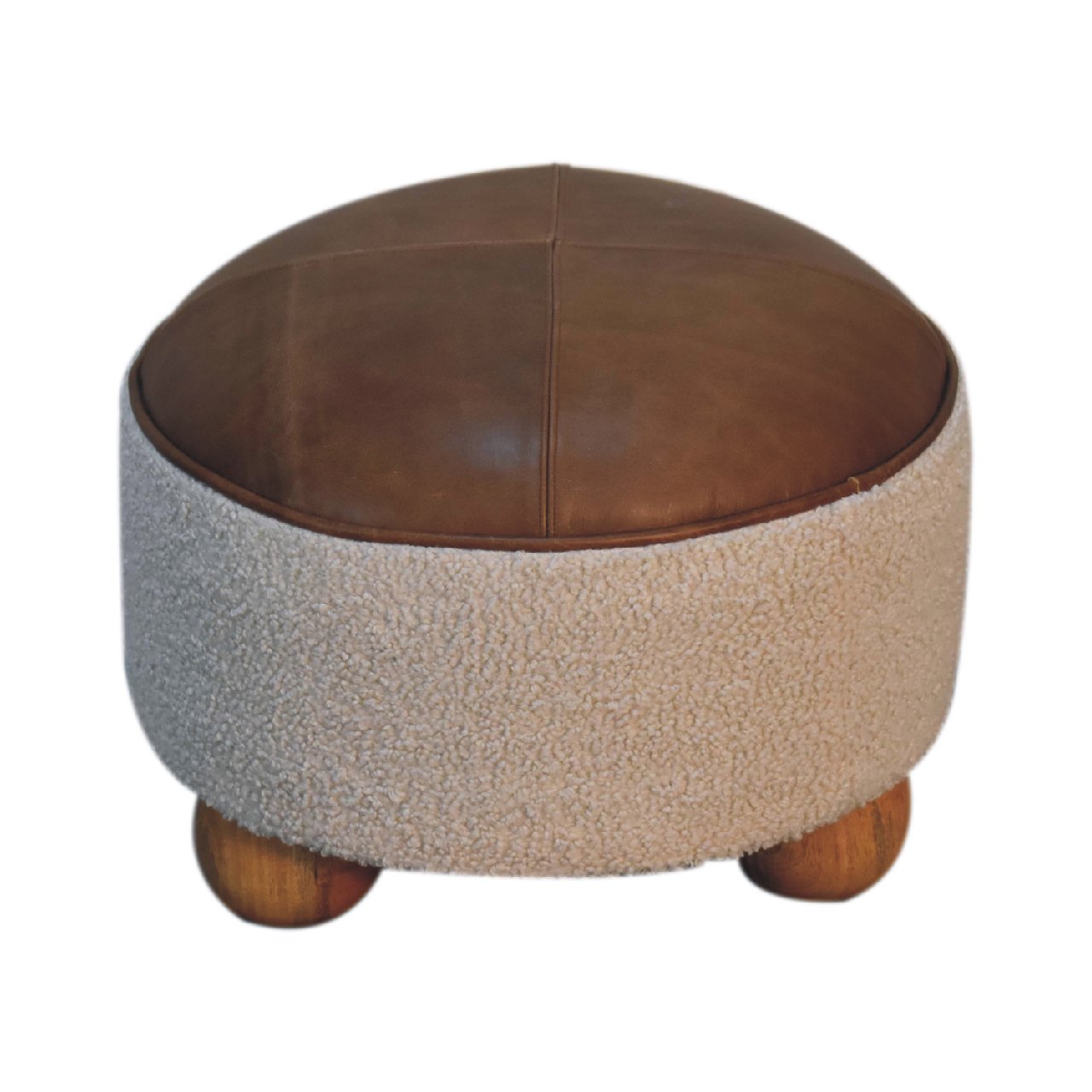 Cream Boucle Buffalo Footstool - Luxe Home Comforts