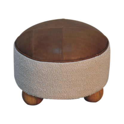 Cream Boucle Buffalo Footstool - Luxe Home Comforts