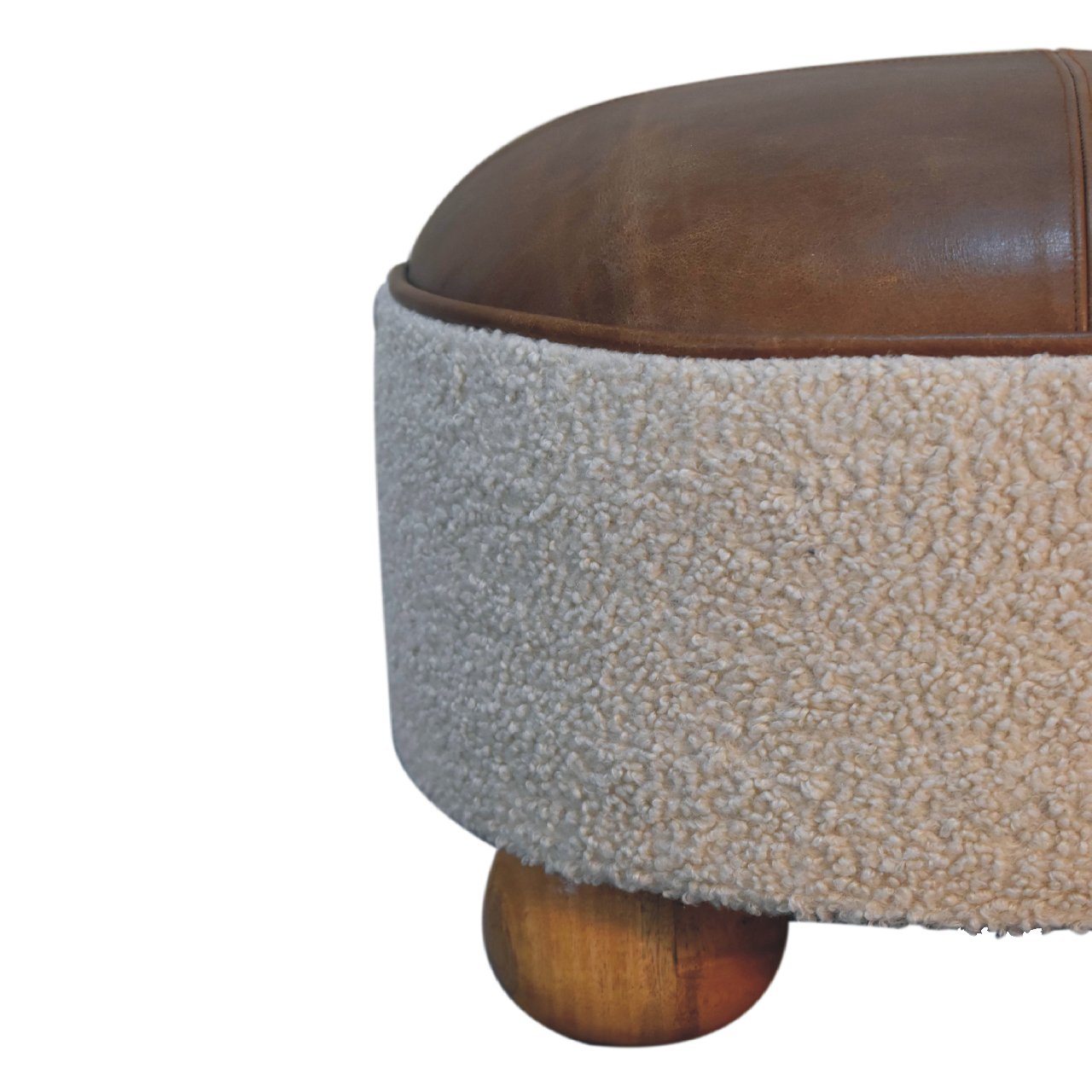 Cream Boucle Buffalo Footstool - Luxe Home Comforts