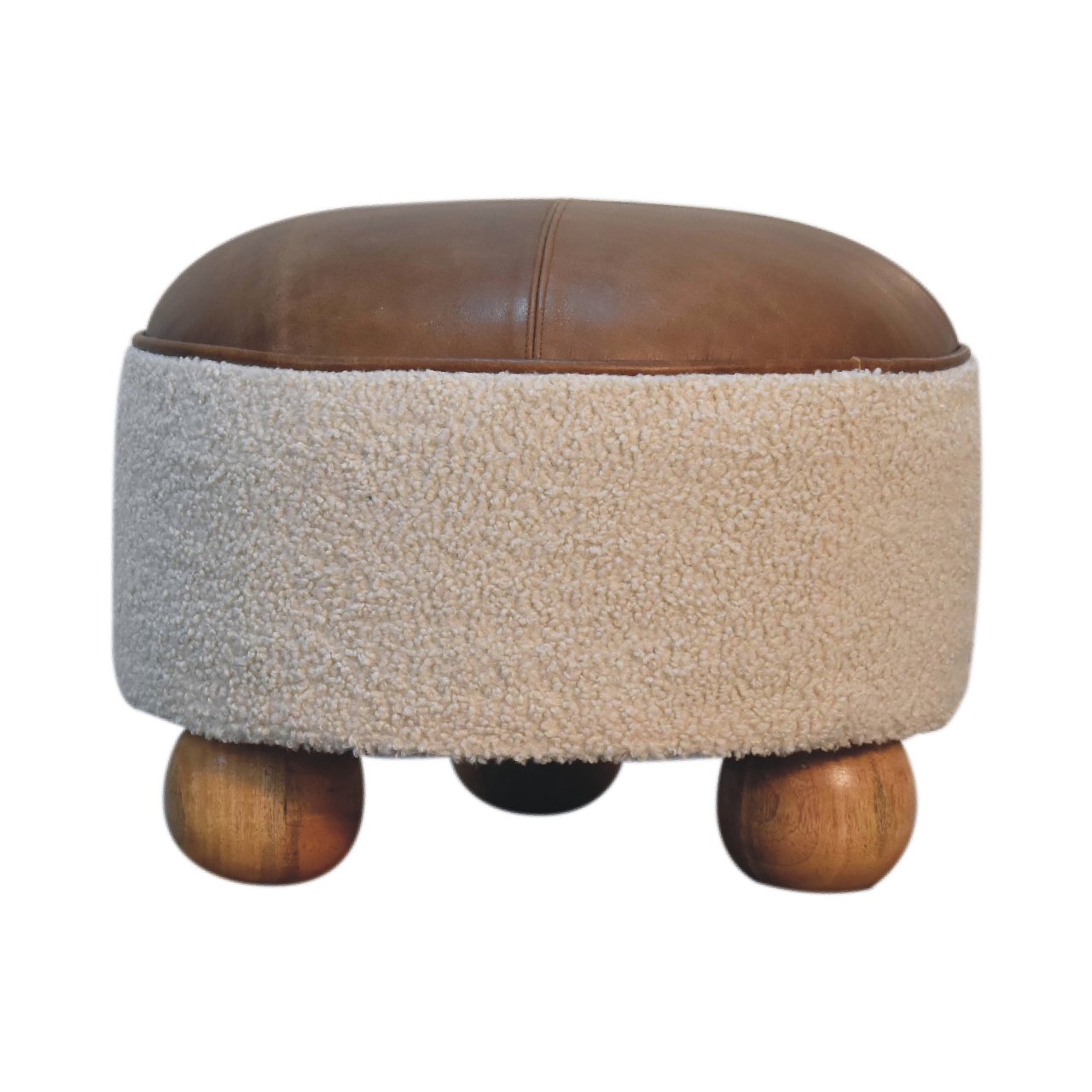 Cream Boucle Buffalo Footstool - Luxe Home Comforts