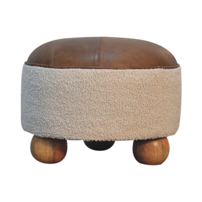 Cream Boucle Buffalo Footstool - Luxe Home Comforts