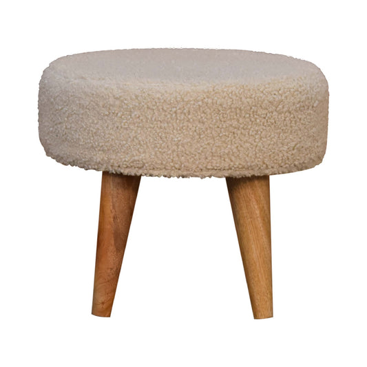 Cream Boucle Petite Footstool - Luxe Home Comforts