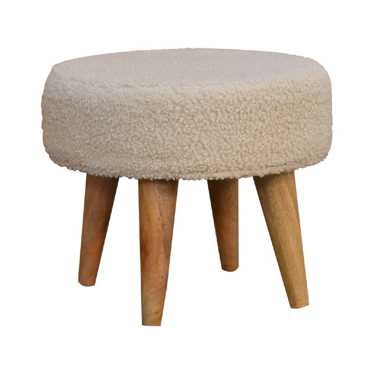 Cream Boucle Petite Footstool - Luxe Home Comforts
