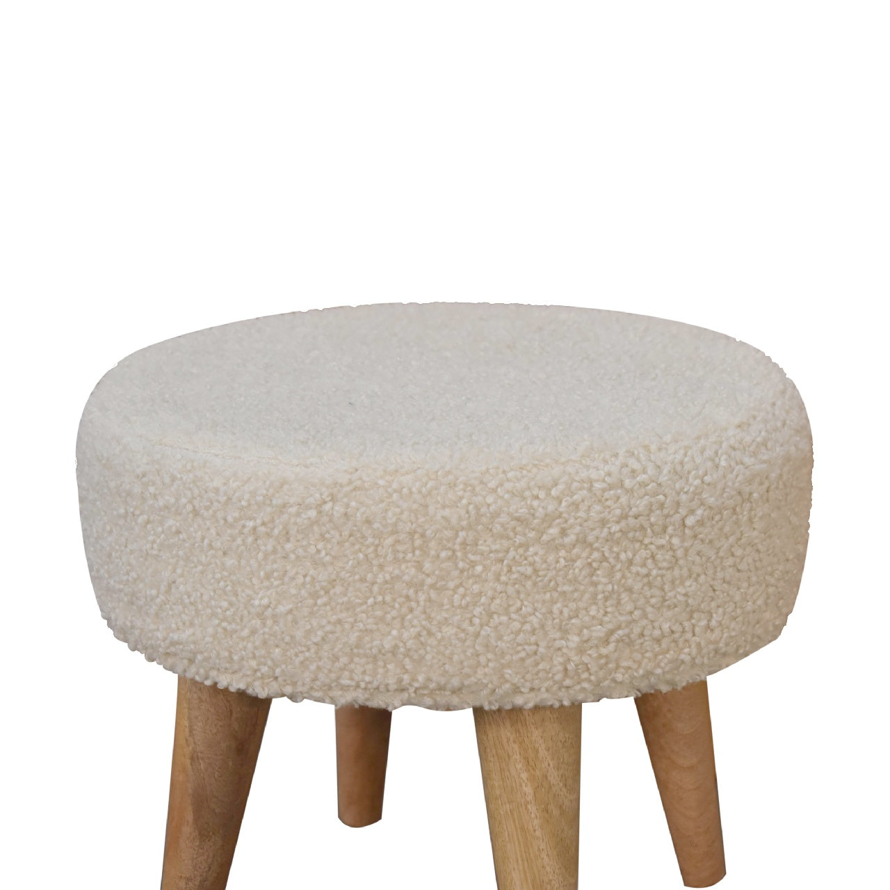 Cream Boucle Petite Footstool - Luxe Home Comforts