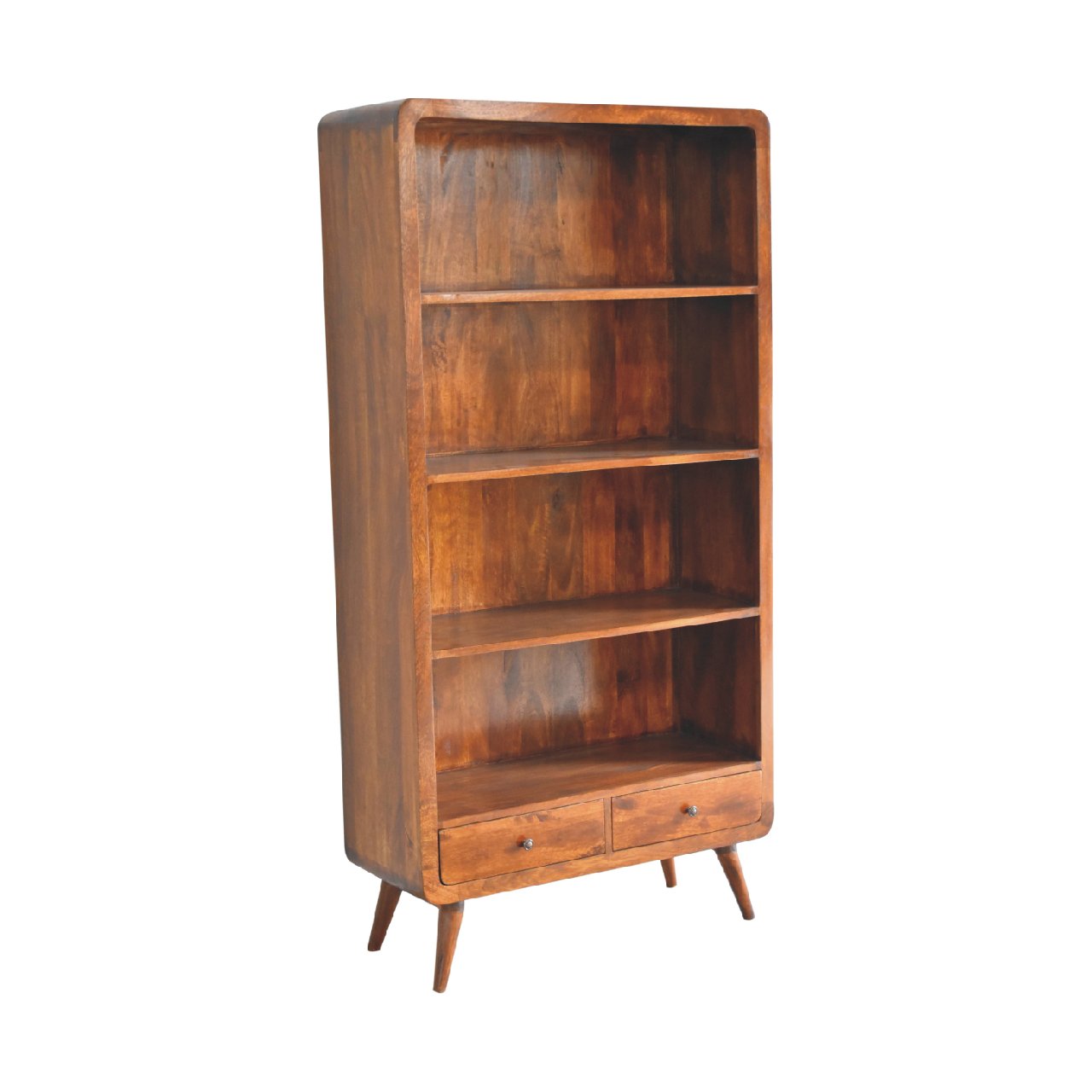 Curved Chestnut Bookcase - Luxe Home Comforts