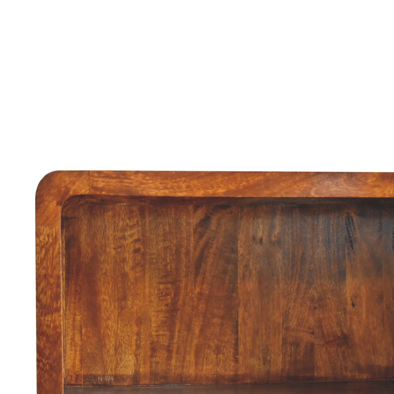 Curved Chestnut Bookcase - Luxe Home Comforts