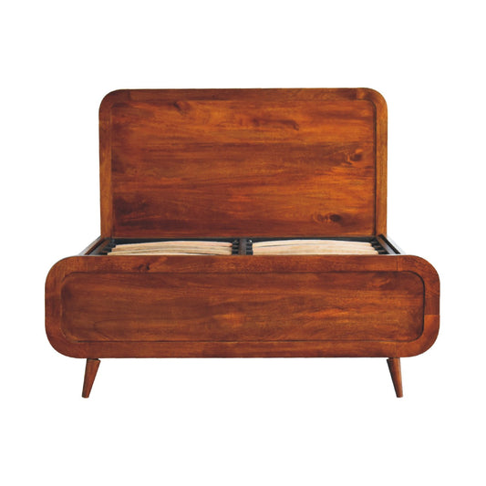 Curved Chestnut Double Bed - Luxe Home Comforts