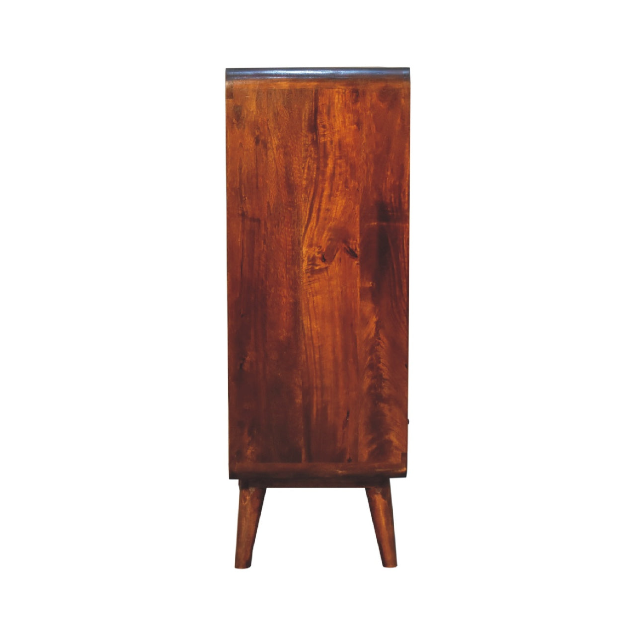 Curved Chestnut Low Bookcase - Luxe Home Comforts