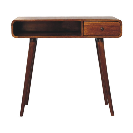 Curved Chestnut Writing Desk - Luxe Home Comforts