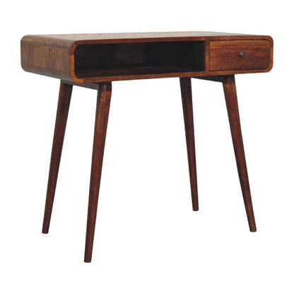 Curved Chestnut Writing Desk - Luxe Home Comforts
