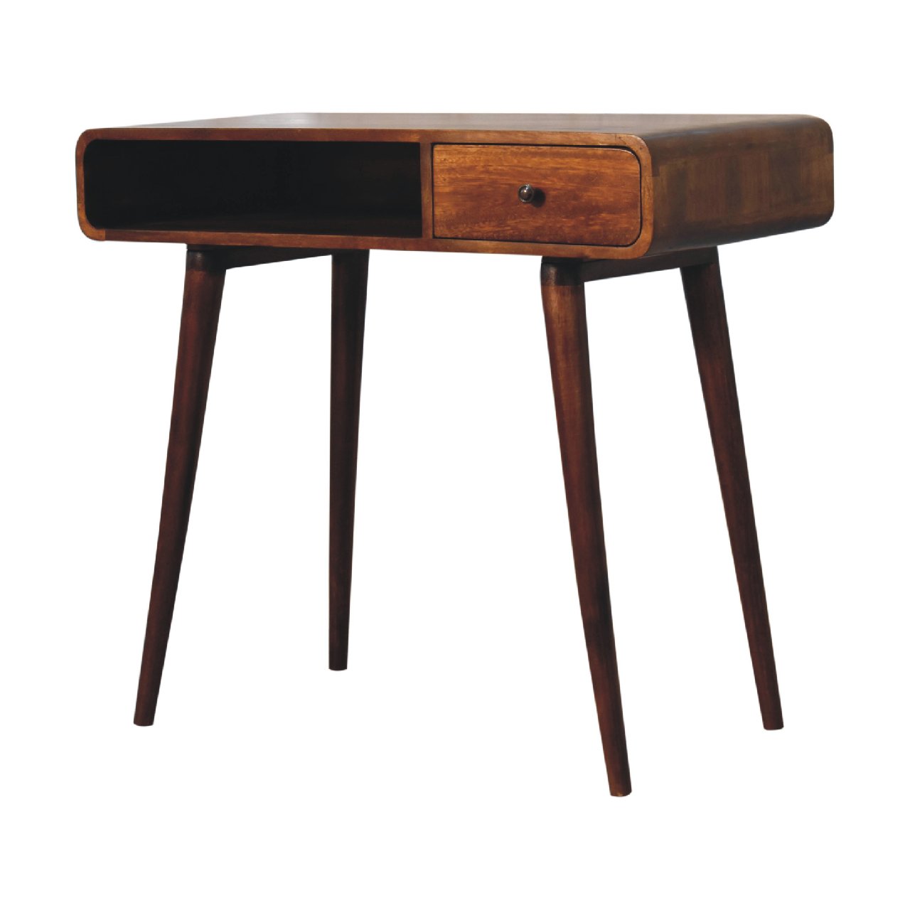 Curved Chestnut Writing Desk - Luxe Home Comforts