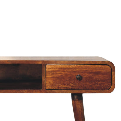 Curved Chestnut Writing Desk - Luxe Home Comforts