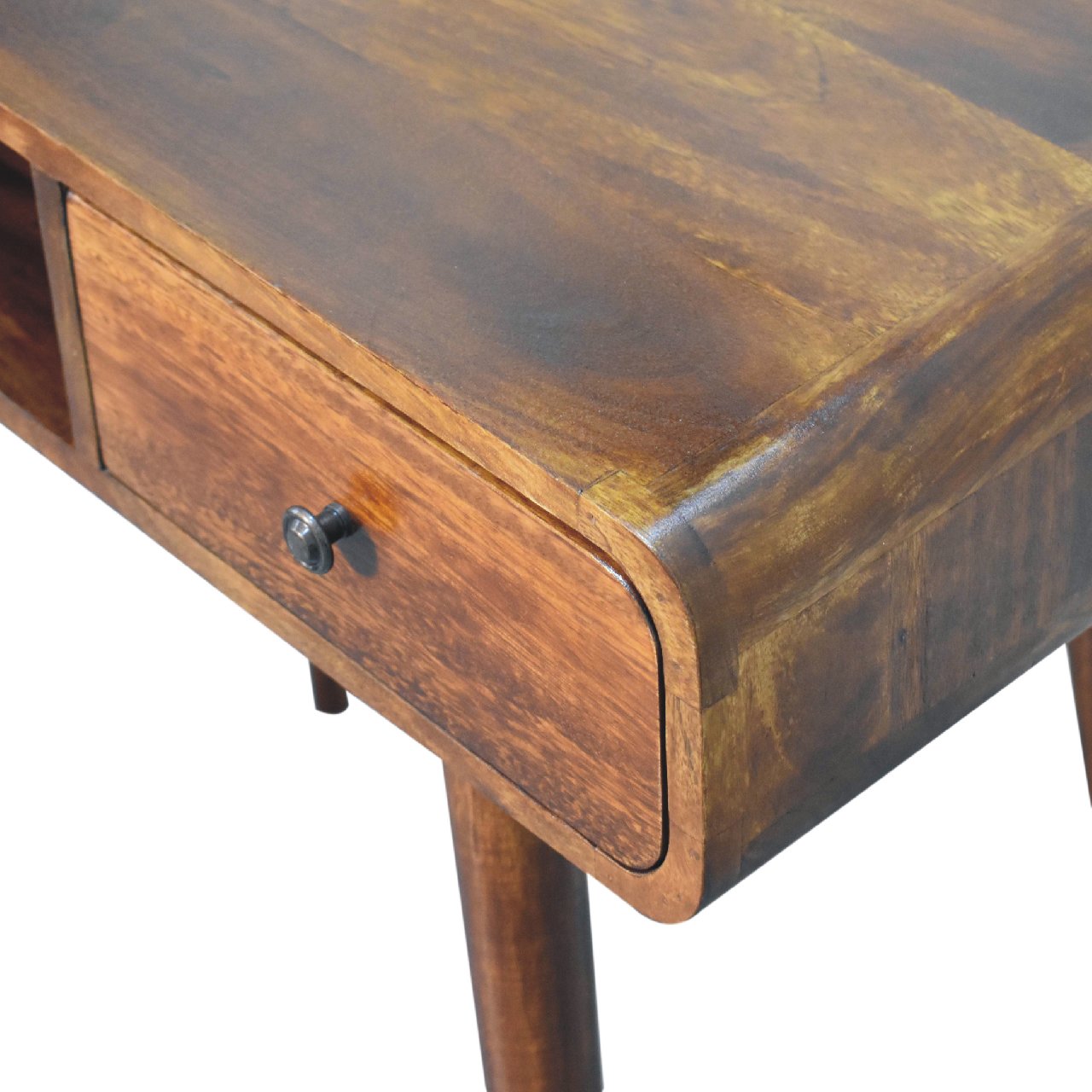 Curved Chestnut Writing Desk - Luxe Home Comforts