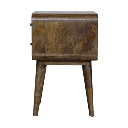 Curved Classic Grey Washed Bedside Table - Luxe Home Comforts