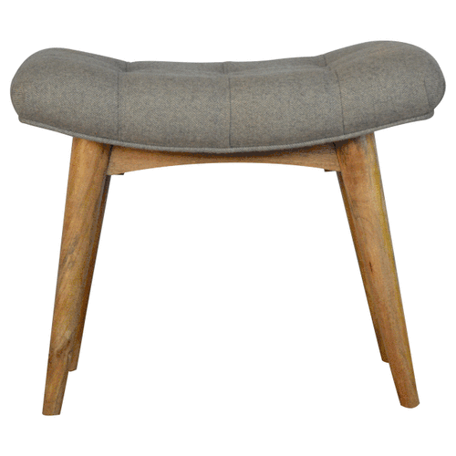 Curved Grey Tweed Bench - Luxe Home Comforts