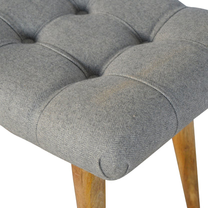 Curved Grey Tweed Bench - Luxe Home Comforts