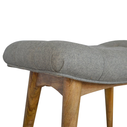 Curved Grey Tweed Bench - Luxe Home Comforts