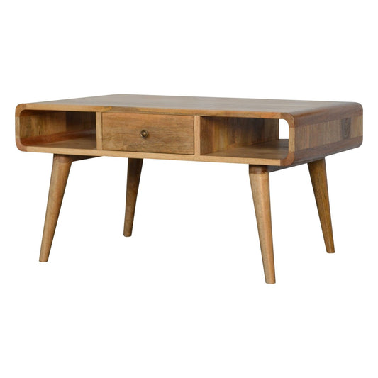 Curved Oak-ish Coffee Table - Luxe Home Comforts