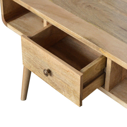 Curved Oak-ish Coffee Table - Luxe Home Comforts
