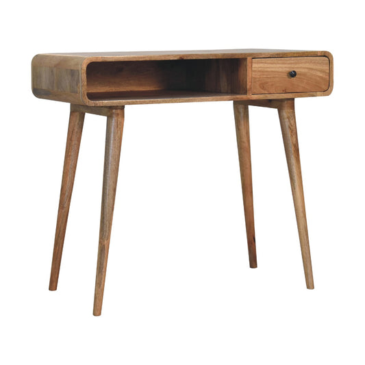 Curved Oak-ish Writing Desk - Luxe Home Comforts