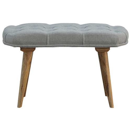 Deep Button Grey Tweed Bench - Luxe Home Comforts