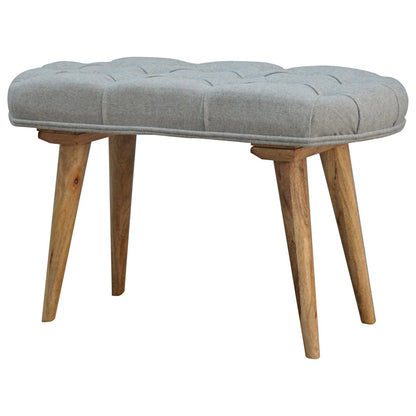 Deep Button Grey Tweed Bench - Luxe Home Comforts