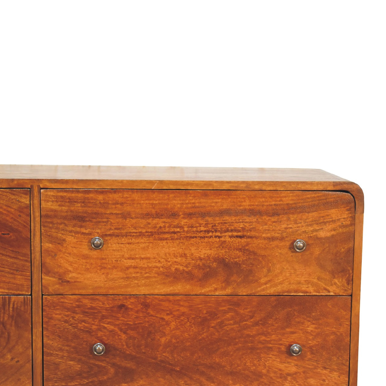 Large Curved Chestnut Chest Of Drawers - Luxe Home Comforts