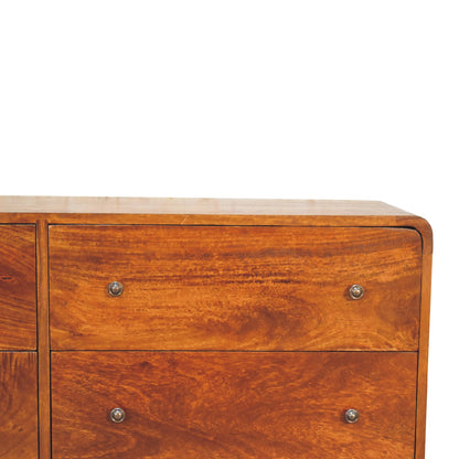 Large Curved Chestnut Chest Of Drawers - Luxe Home Comforts