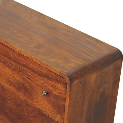 Large Curved Chestnut Chest Of Drawers - Luxe Home Comforts