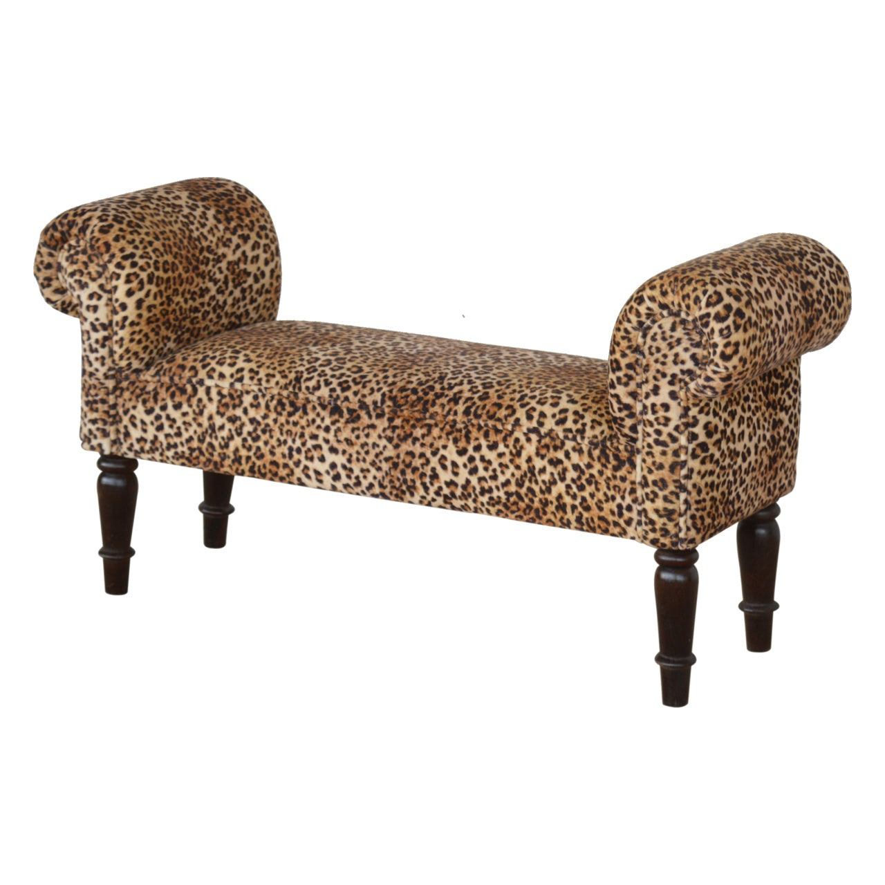 Leopard Print Velvet Bench - Luxe Home Comforts