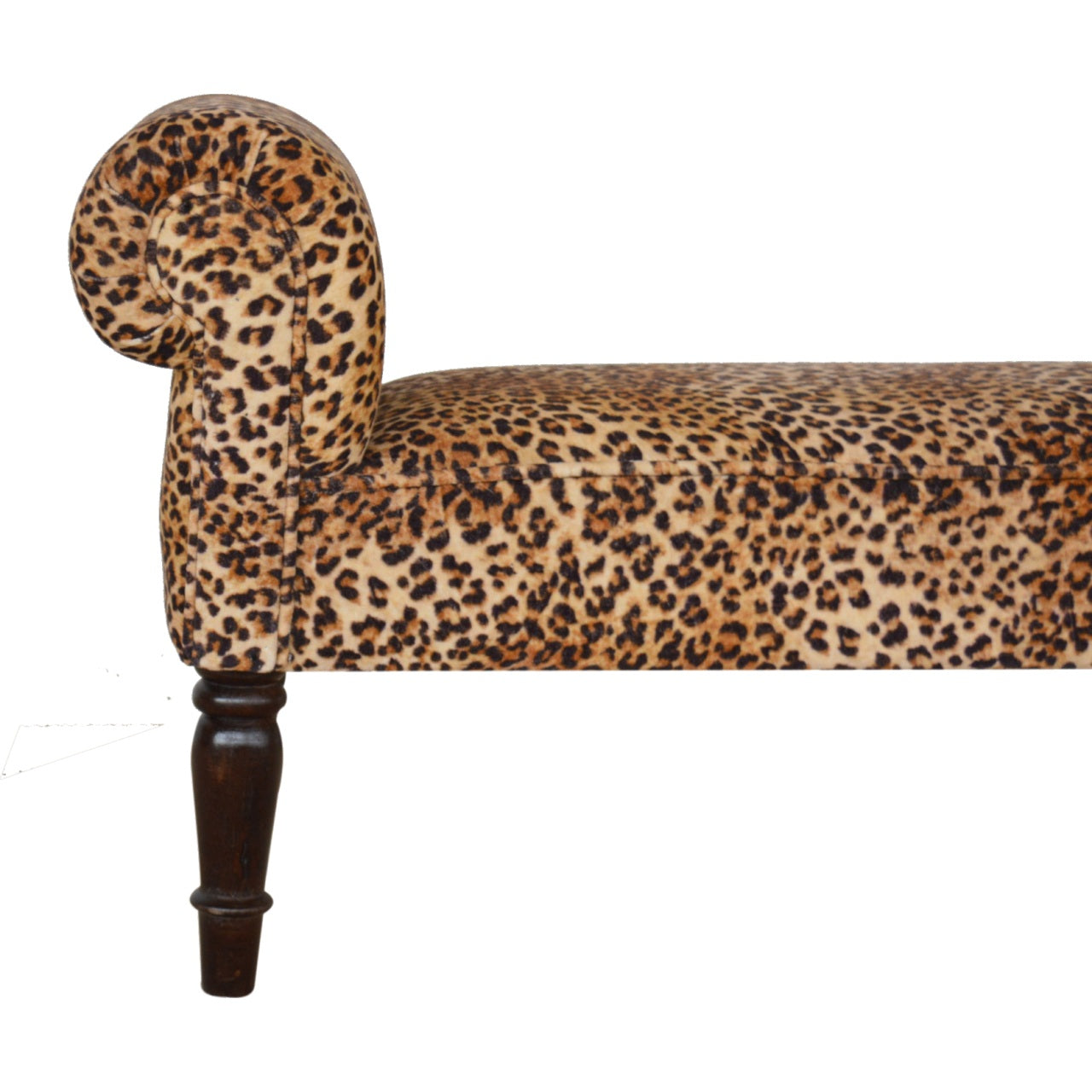 Leopard Print Velvet Bench - Luxe Home Comforts
