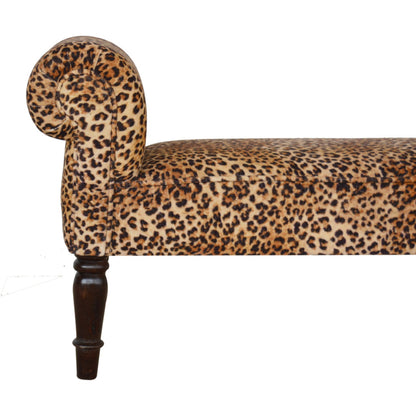 Leopard Print Velvet Bench - Luxe Home Comforts
