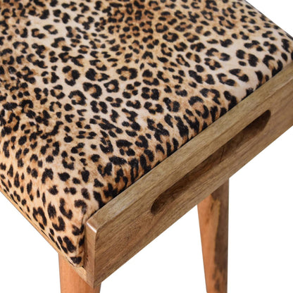 Leopard Velvet Tray Style Footstool - Luxe Home Comforts