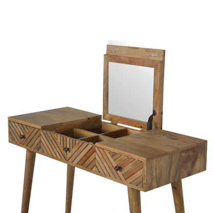 Line Carved Foldable Dressing Table - Luxe Home Comforts