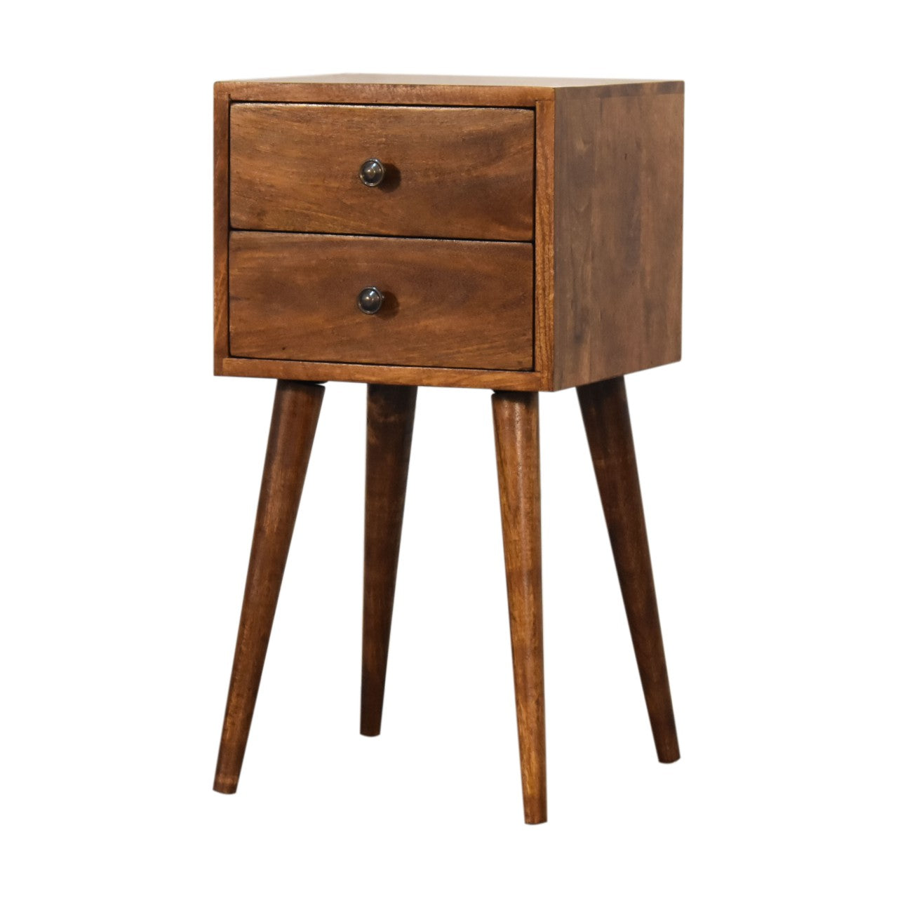 Mini 2 Drawer Chestnut Bedside Table - Luxe Home Comforts
